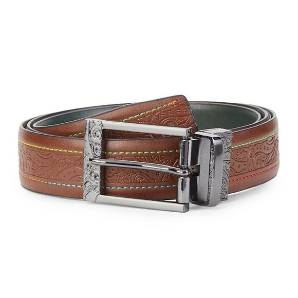 Robert Graham Cisco Reversible Paisley Cognac / Green Belt - Picture 1 of 1